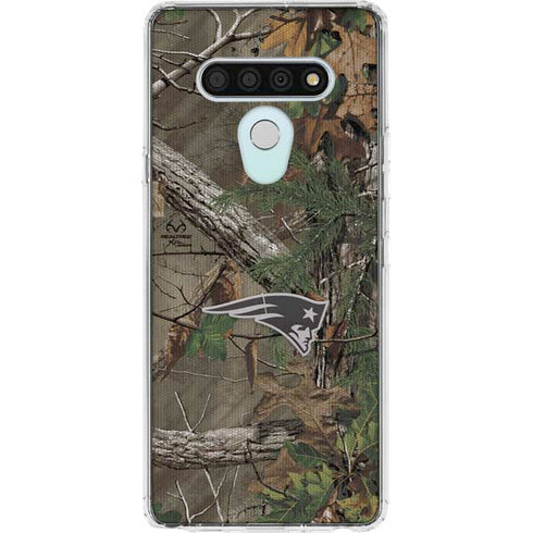 NFL New England Patriots Realtree Xtra Green Camo LG Stylo 6 Clear Case