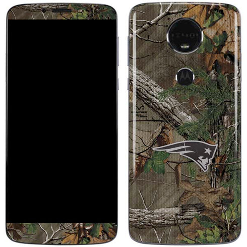 NFL New England Patriots Realtree Xtra Green Camo Moto E5 Plus Skin