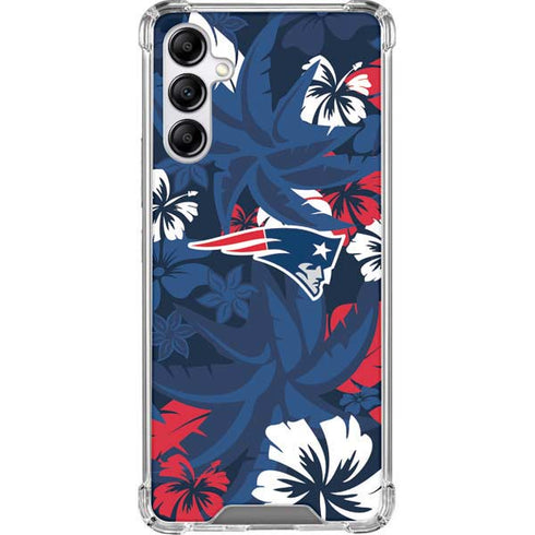 NFL New England Patriots Tropical Print Galaxy A14 5G Clear Case