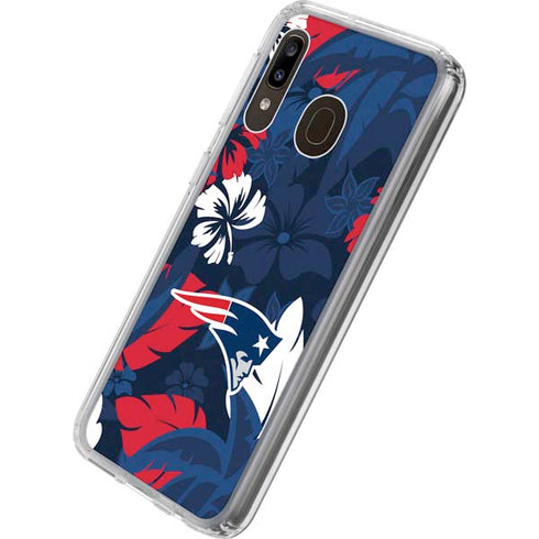NFL New England Patriots Tropical Print Galaxy A20 Clear Case