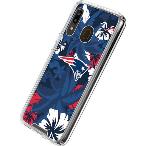 NFL New England Patriots Tropical Print Galaxy A30 Clear Case