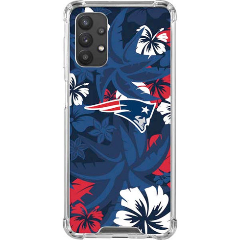 NFL New England Patriots Tropical Print Galaxy A32 5G Clear Case