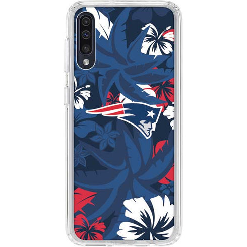 NFL New England Patriots Tropical Print Galaxy A50 Clear Case