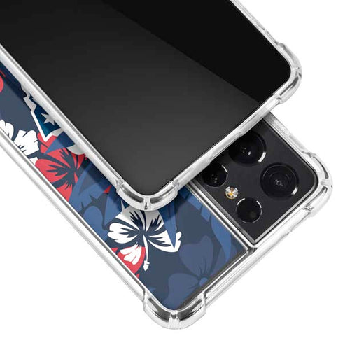 NFL New England Patriots Tropical Print Galaxy S21 Ultra 5G Clear Case