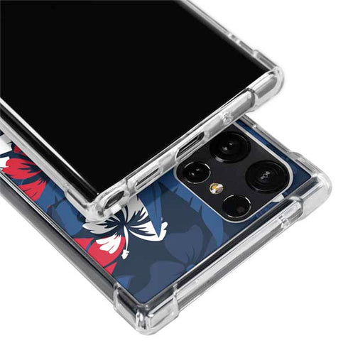 NFL New England Patriots Tropical Print Galaxy S22 Ultra Clear Case