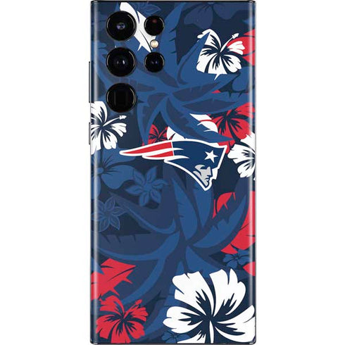NFL New England Patriots Tropical Print Galaxy S22 Ultra Skin