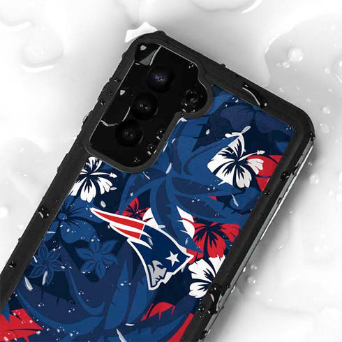 NFL New England Patriots Tropical Print Galaxy S23 Plus Waterproof Case