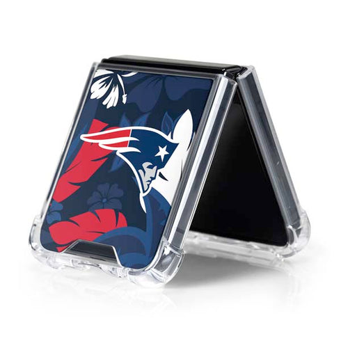 NFL New England Patriots Tropical Print Galaxy Z Flip5 5G Clear Case