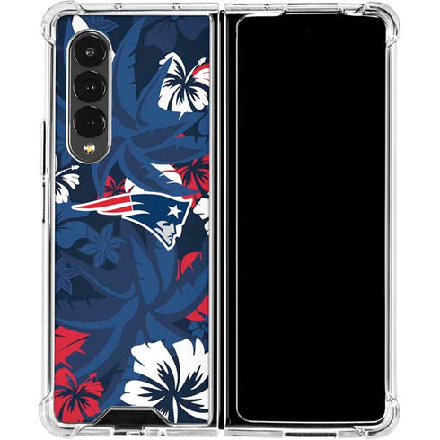 NFL New England Patriots Tropical Print Galaxy Z Fold4 5G Clear Case