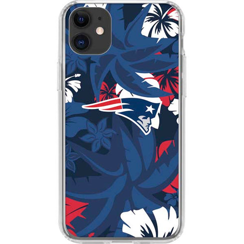 NFL New England Patriots Tropical Print iPhone 11 Clear Case