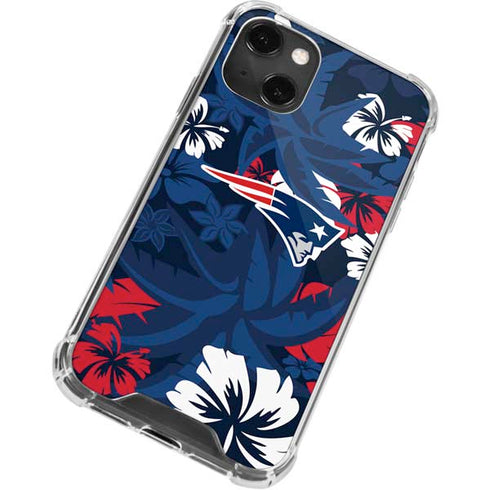 NFL New England Patriots Tropical Print iPhone 13 Mini Clear Case