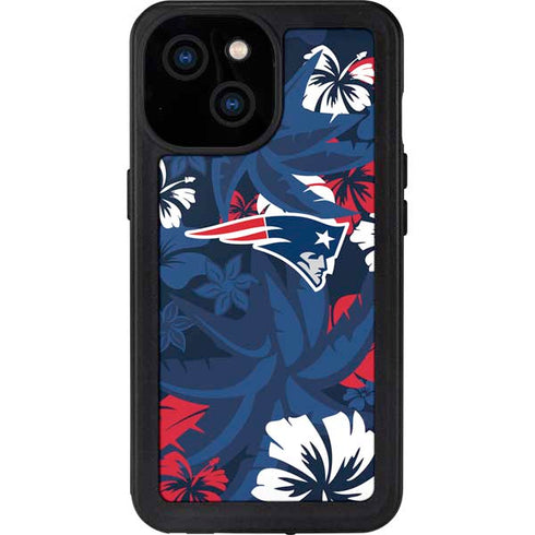 NFL New England Patriots Tropical Print iPhone 13 Mini Waterproof Case
