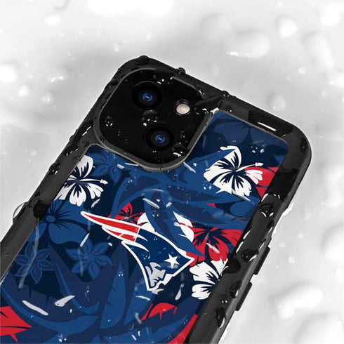NFL New England Patriots Tropical Print iPhone 13 Mini Waterproof Case