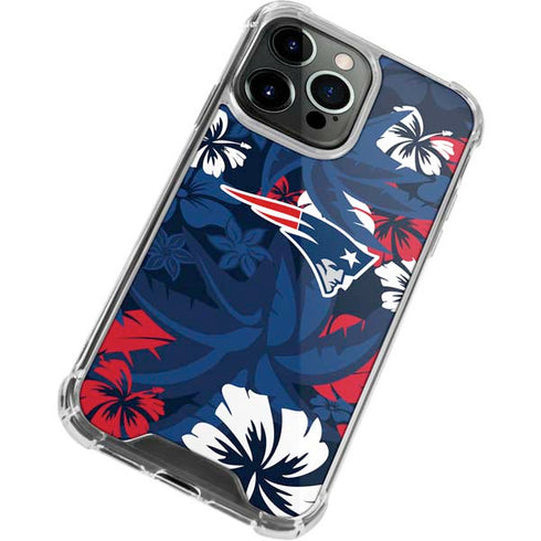 NFL New England Patriots Tropical Print iPhone 13 Pro Clear Case