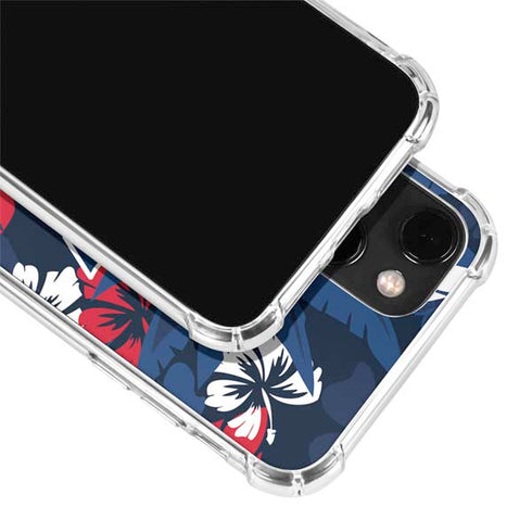 NFL New England Patriots Tropical Print iPhone 15 Plus Clear Case