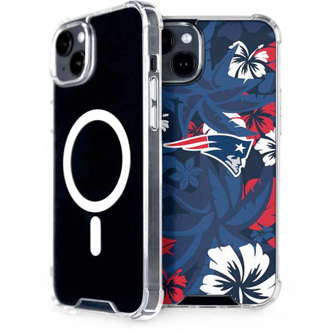 NFL New England Patriots Tropical Print iPhone 15 Plus MagSafe Case