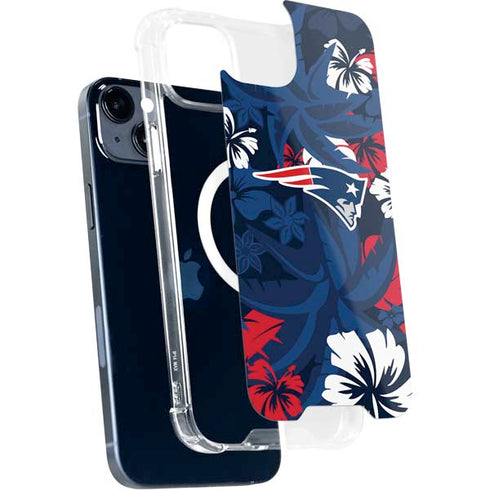 NFL New England Patriots Tropical Print iPhone 14 Plus MagSafe Case