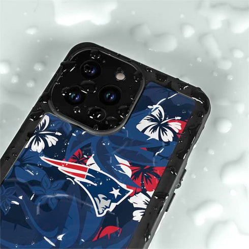 NFL New England Patriots Tropical Print iPhone 14 Pro Max Waterproof Case