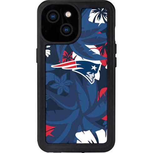 NFL New England Patriots Tropical Print iPhone 15 Waterproof Case