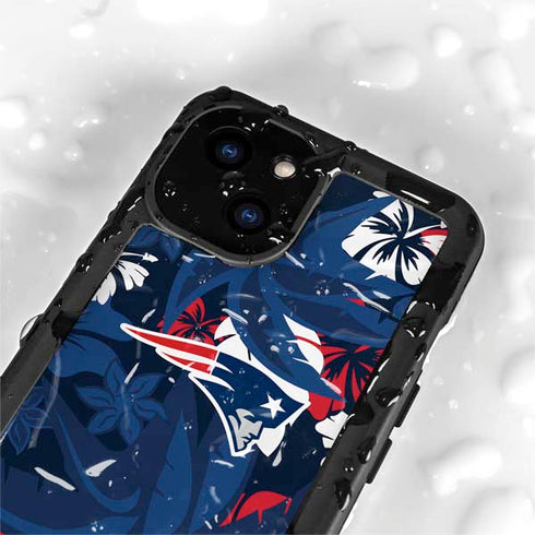 NFL New England Patriots Tropical Print iPhone 15 Waterproof Case