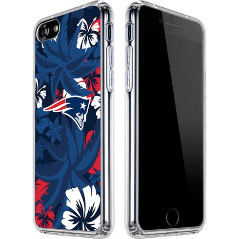 NFL New England Patriots Tropical Print iPhone SE (2nd & 3rd Gen) Clear Case