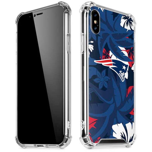 NFL New England Patriots Tropical Print iPhone XS Max Clear Case