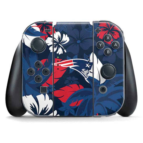NFL New England Patriots Tropical Print Nintendo Switch (2017-2021) Joy-Con Controller Skin