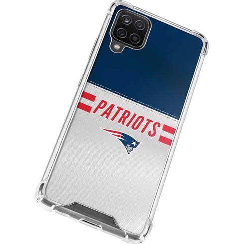 NFL New England Patriots White Striped Galaxy A12 Clear Case