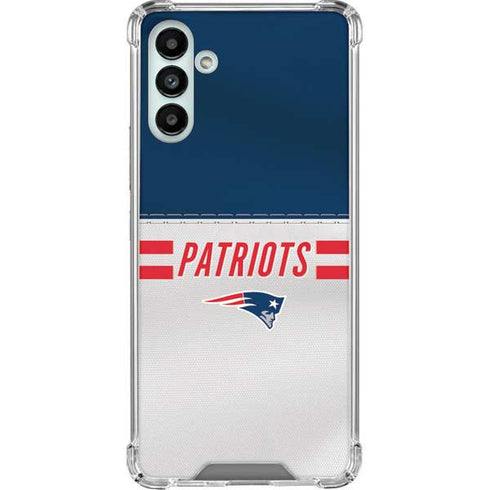 NFL New England Patriots White Striped Galaxy A13 5G Clear Case