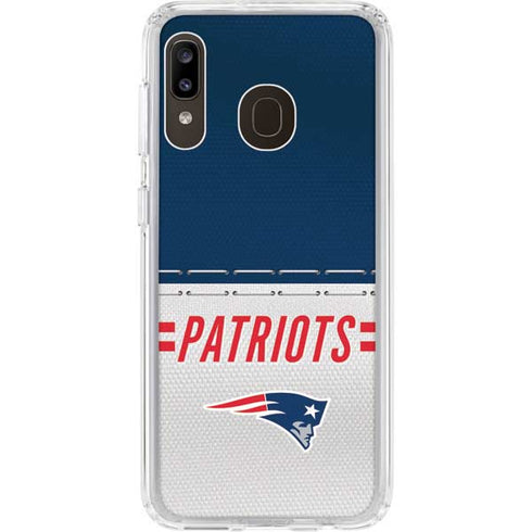 NFL New England Patriots White Striped Galaxy A20 Clear Case