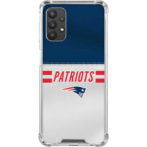 NFL New England Patriots White Striped Galaxy A32 5G Clear Case