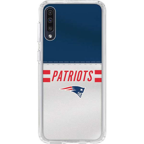 NFL New England Patriots White Striped Galaxy A50 Clear Case