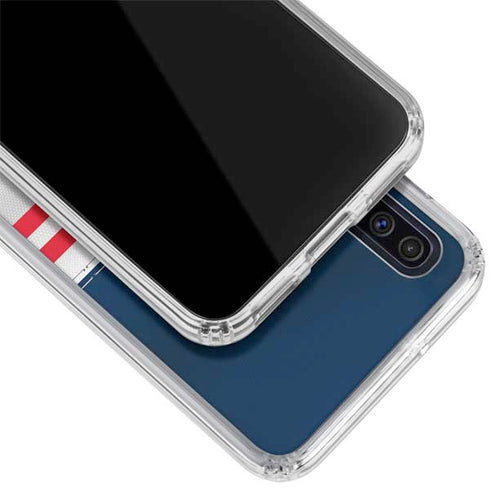 NFL New England Patriots White Striped Galaxy A50 Clear Case