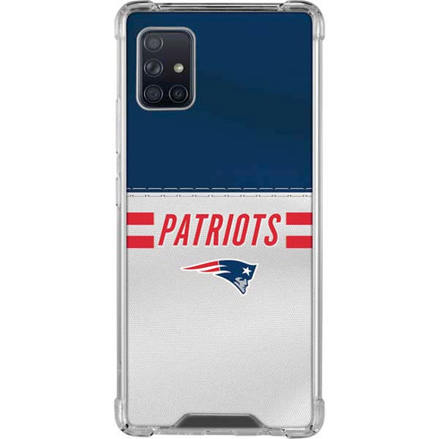NFL New England Patriots White Striped Galaxy A51 5G Clear Case