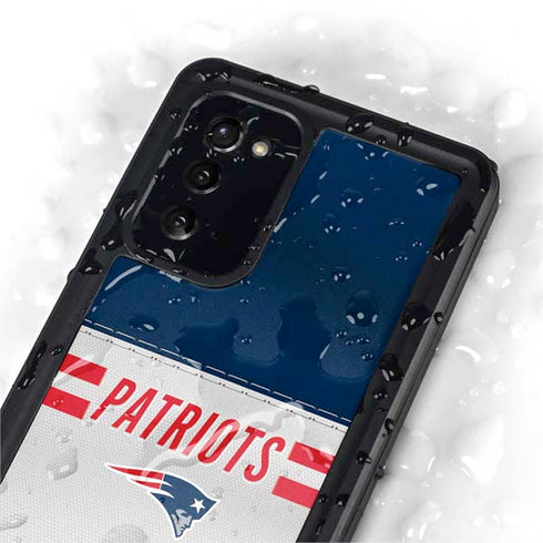NFL New England Patriots White Striped Galaxy Note20 5G Waterproof Case