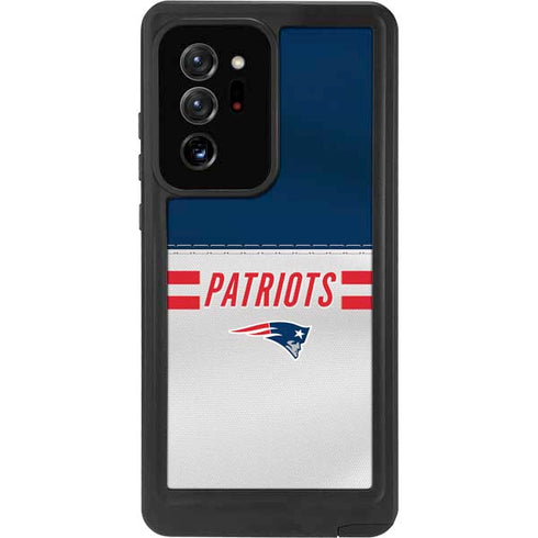 NFL New England Patriots White Striped Galaxy Note20 Ultra 5G Waterproof Case