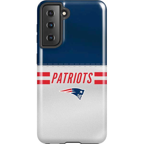 NFL New England Patriots White Striped Galaxy S21 5G Pro Case