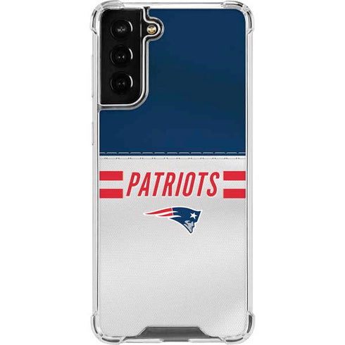 NFL New England Patriots White Striped Galaxy S21 FE Clear Case