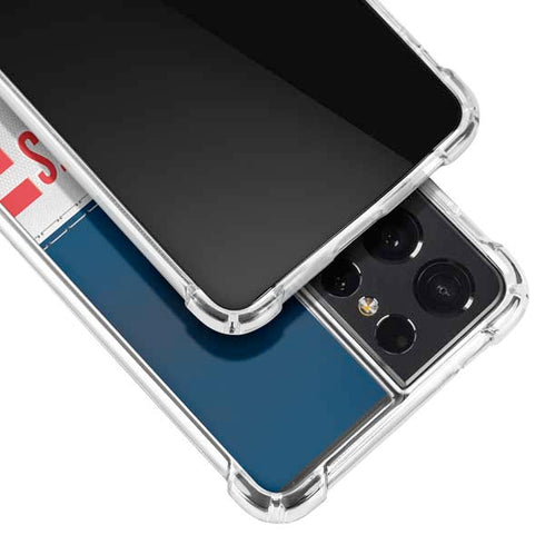 NFL New England Patriots White Striped Galaxy S21 Ultra 5G Clear Case