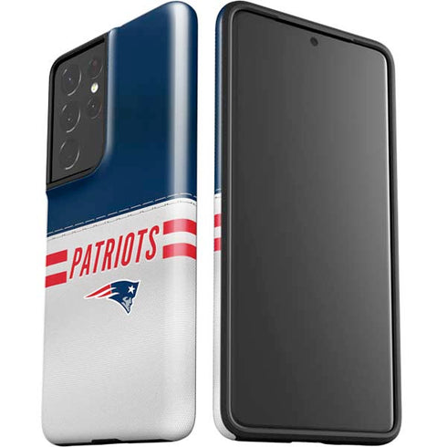 NFL New England Patriots White Striped Galaxy S21 Ultra 5G Pro Case