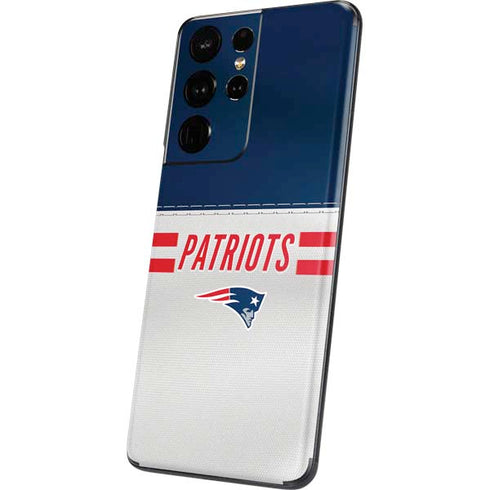NFL New England Patriots White Striped Galaxy S21 Ultra 5G Skin