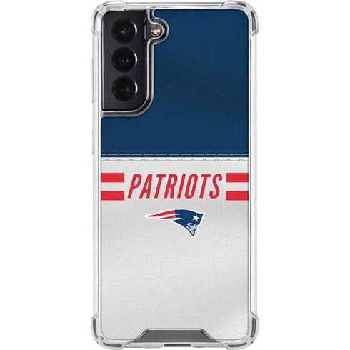 NFL New England Patriots White Striped Galaxy S22 Clear Case