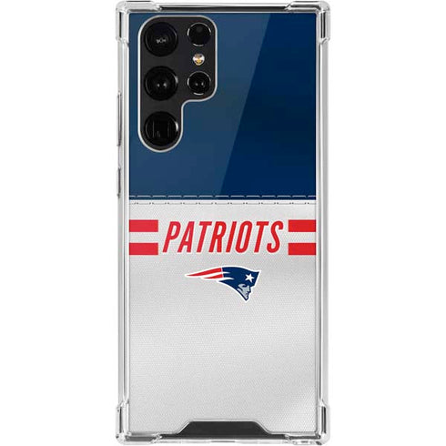 NFL New England Patriots White Striped Galaxy S22 Ultra Clear Case