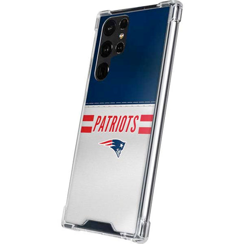 NFL New England Patriots White Striped Galaxy S22 Ultra Clear Case