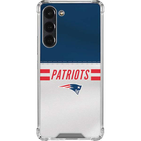 NFL New England Patriots White Striped Galaxy S23 Plus Clear Case