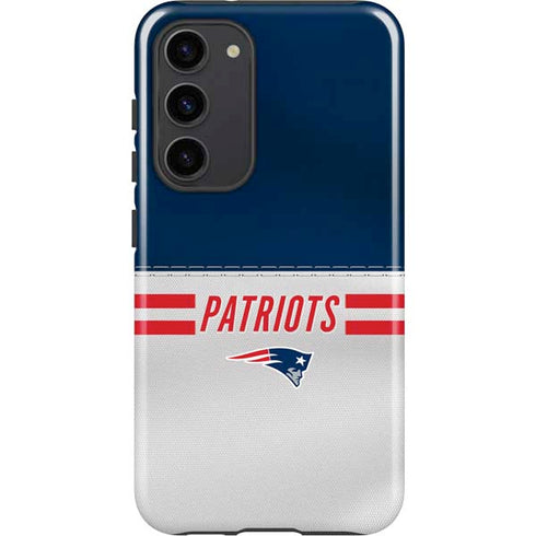 NFL New England Patriots White Striped Galaxy S23 Plus Pro Case