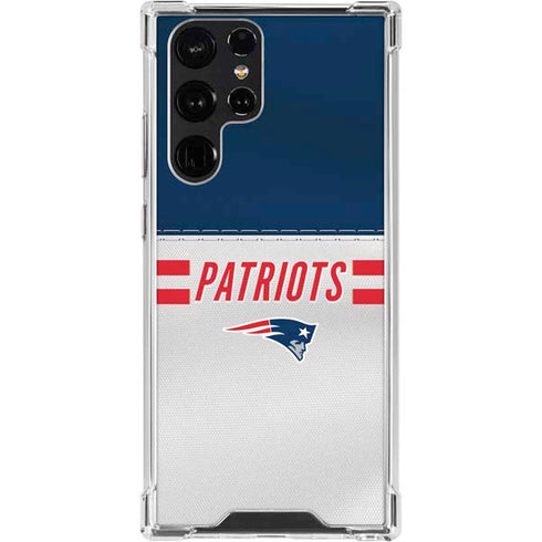 NFL New England Patriots White Striped Galaxy S24 Ultra Clear Case