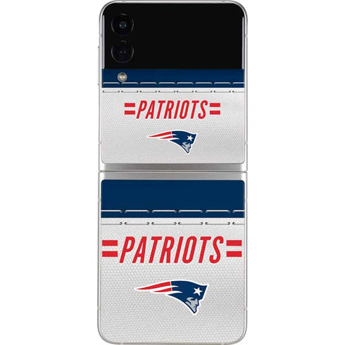 NFL New England Patriots White Striped Galaxy Z Flip3 5G Skin