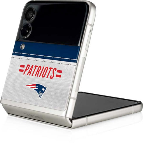 NFL New England Patriots White Striped Galaxy Z Flip3 5G Skin