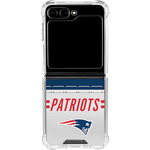 NFL New England Patriots White Striped Galaxy Z Flip5 5G Clear Case